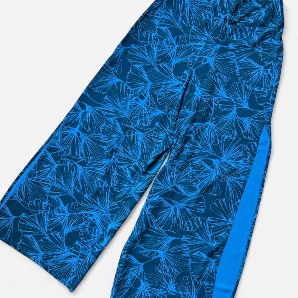 O'Neill Blue Palm Print Wide Leg Side Slit Beach Pants Size S